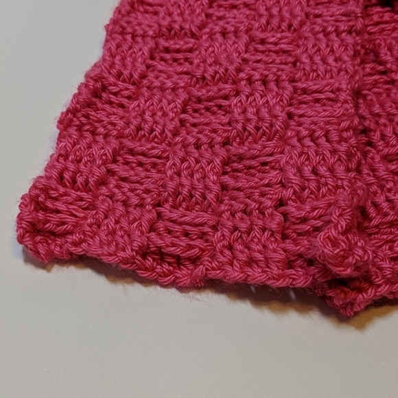 Handmade Crocheted Scarf - Pink/Brite Pink - Picture 2 of 3